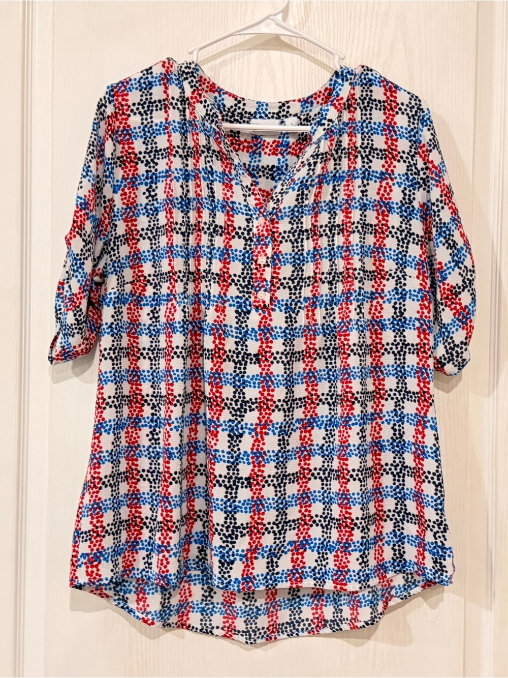 Kim Rodger’s  Printed V-Neck Blouse in Multi-Color